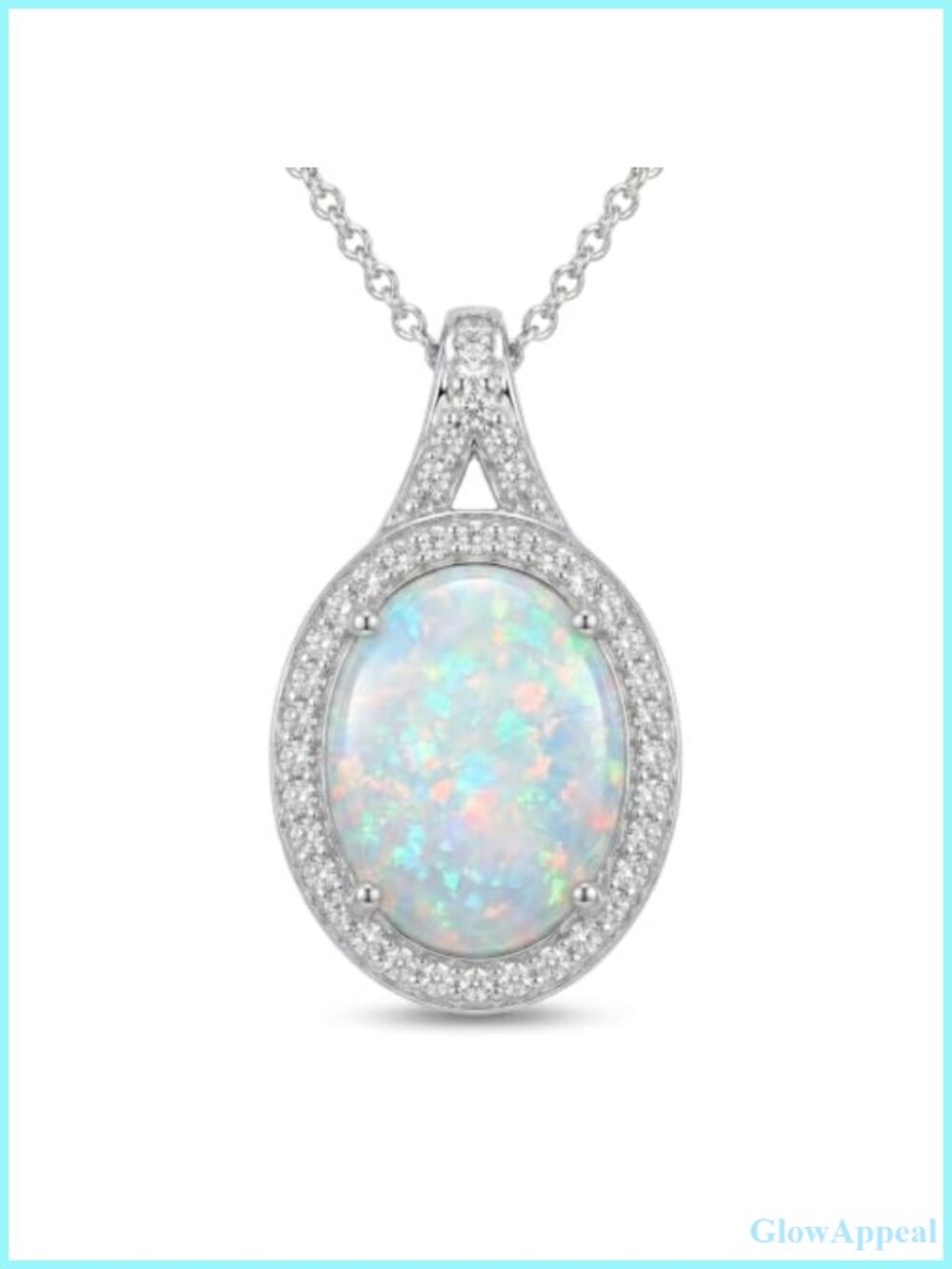 Sterling Silver Opal Solitaire Necklace 18+2 Inch Dainty Pendant Jewelry Gift